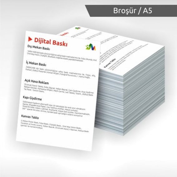 14 x 20 cm A5 Ebat Tek Taraflı Broşür Baskı Fiyatları