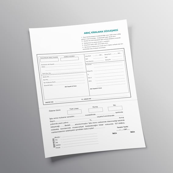 Sözleşme Formu Tek Renk Baskı Fiyatları