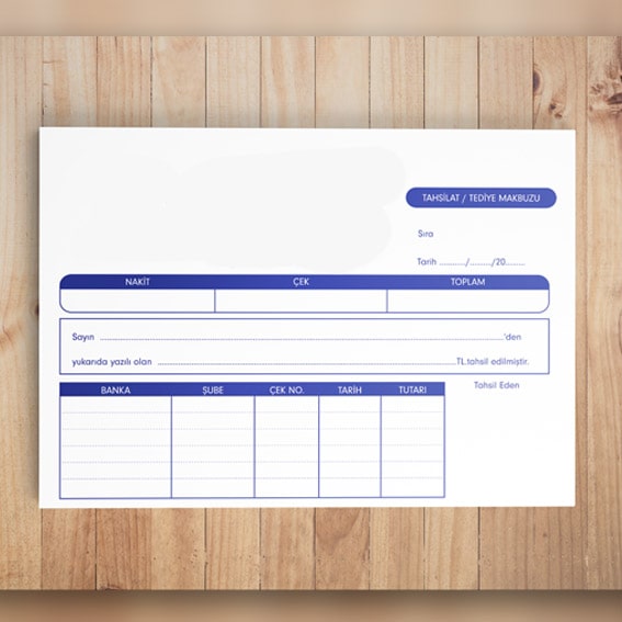 Tahsilat Makbuz Tek Renk Baskı Fiyatları
